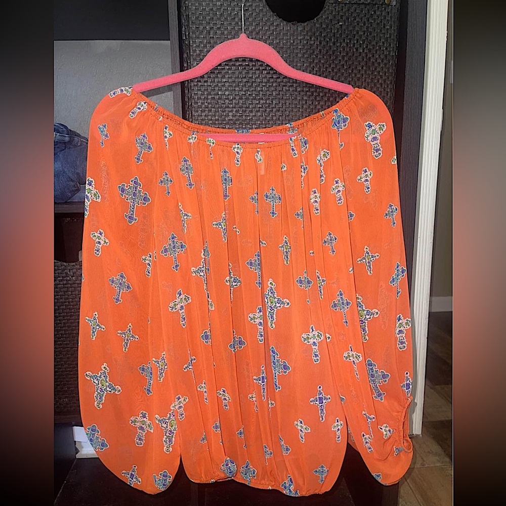 Orange Cold Shoulder Top